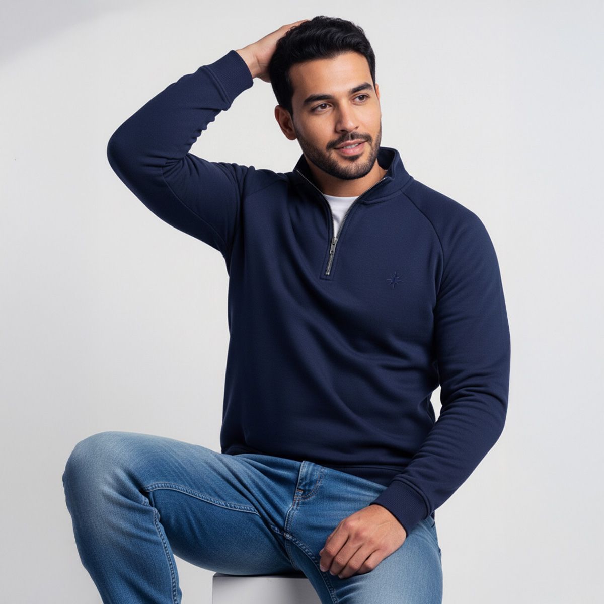 Quarter-Zip Navy Sweatshirt