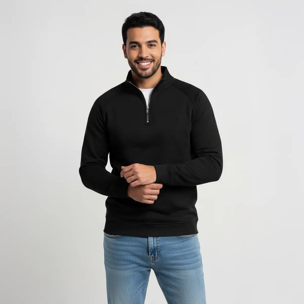 Quarter-Zip Black Sweatshirt