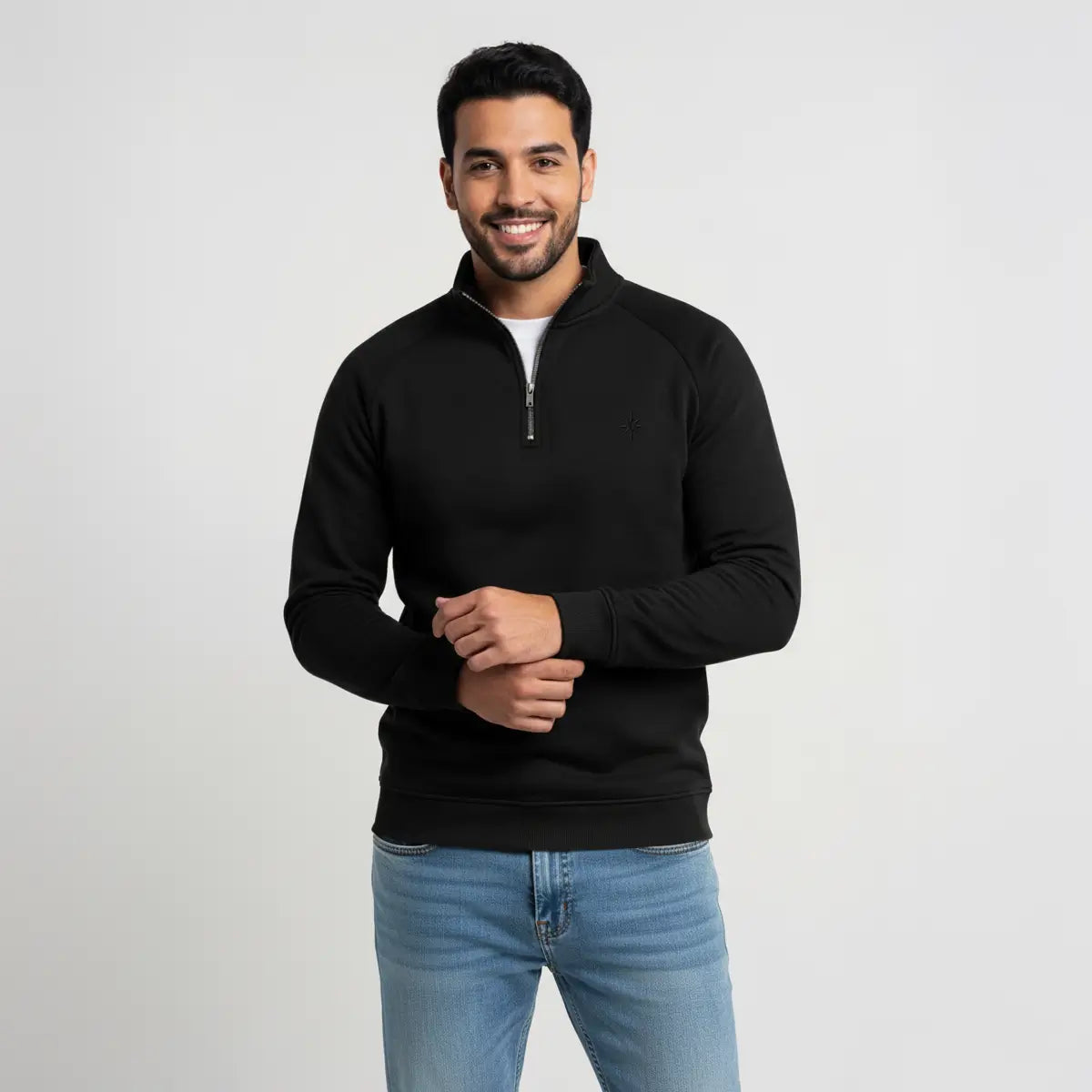 Quarter-Zip Black Sweatshirt