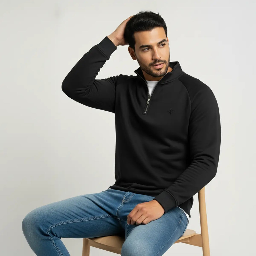 Quarter-Zip Black Sweatshirt