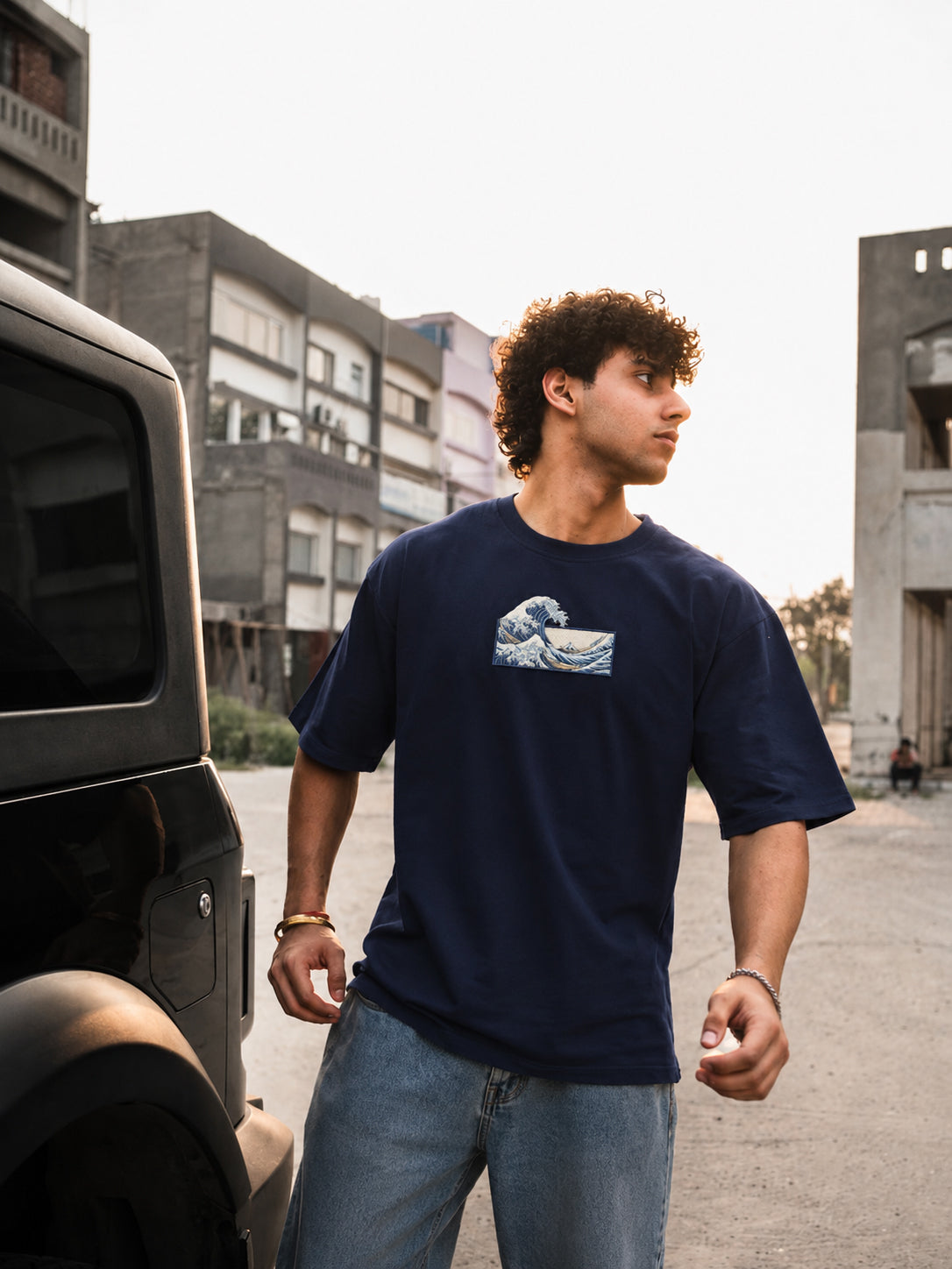 The Great Wave Embroidered Oversized T Shirt - Pre Order