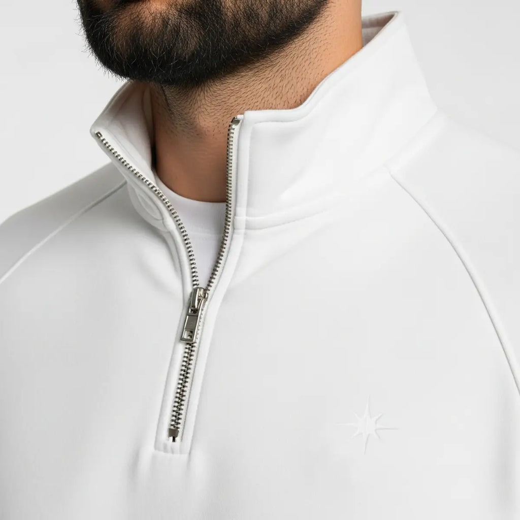 Quarter-Zip White Sweatshirt