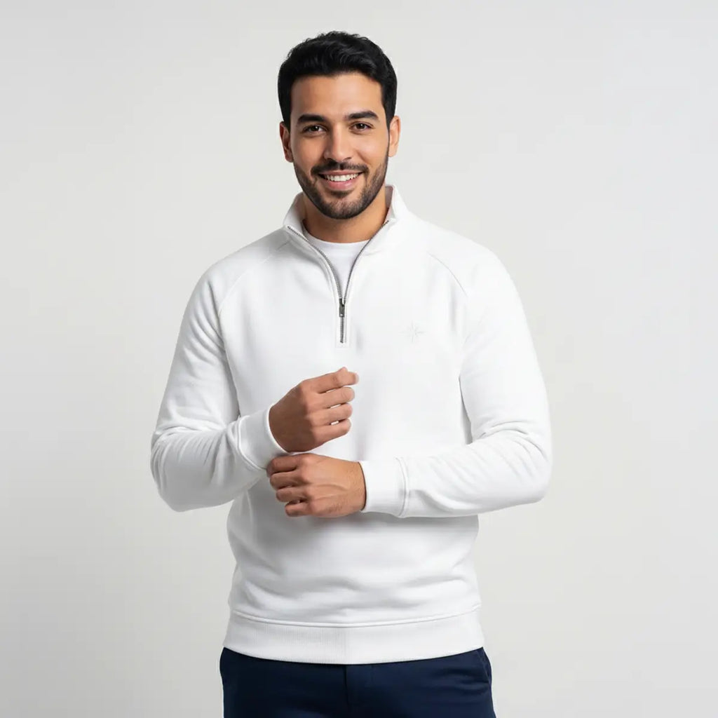 Quarter-Zip White Sweatshirt