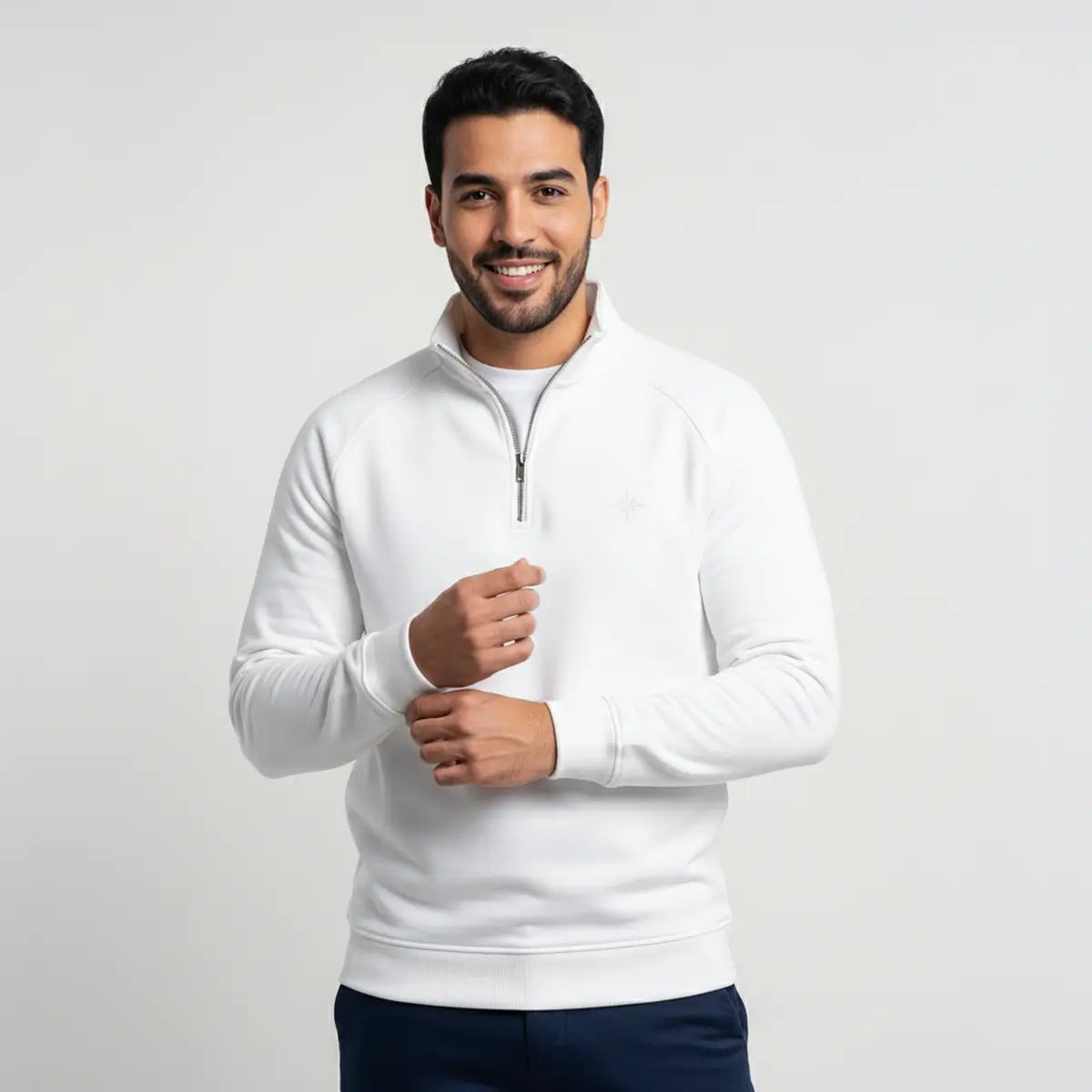 Quarter-Zip White Sweatshirt