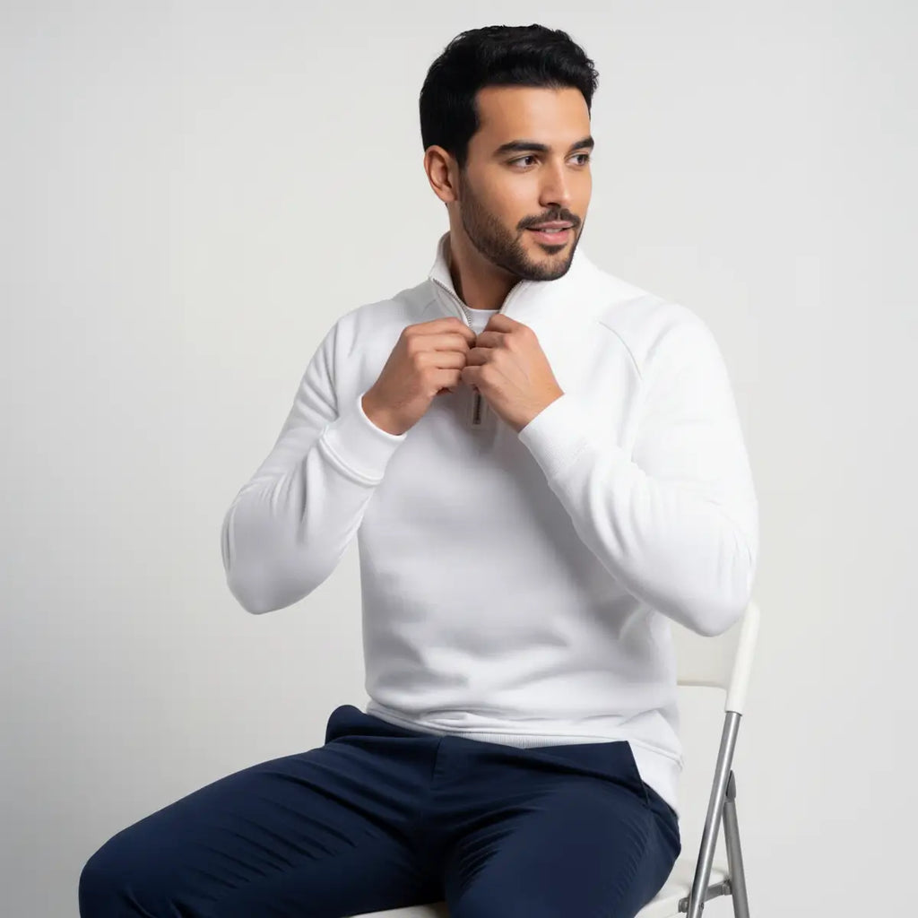 Quarter-Zip White Sweatshirt