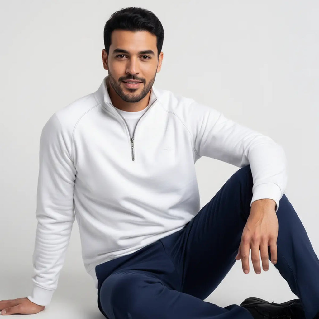 Quarter-Zip White Sweatshirt