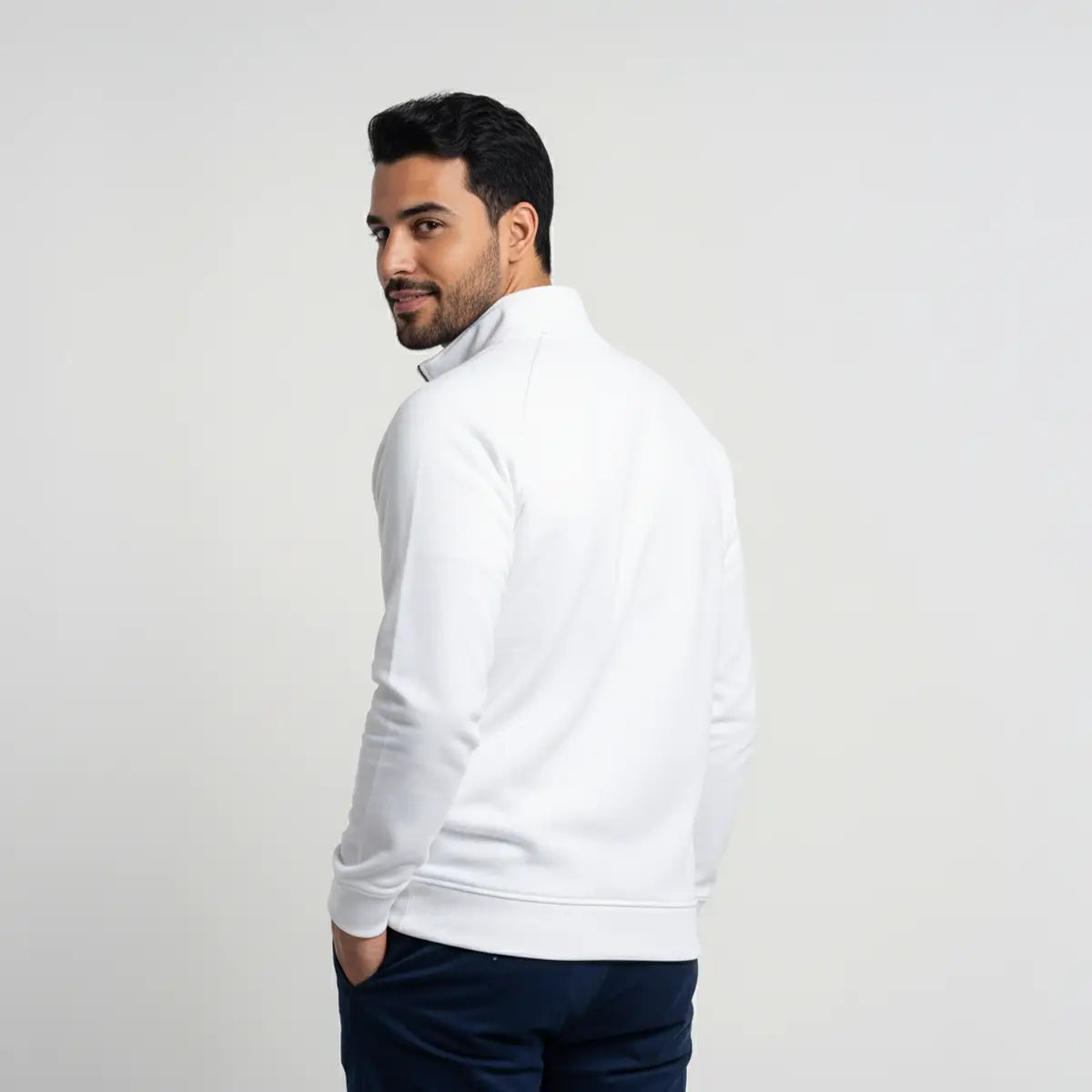Quarter-Zip White Sweatshirt