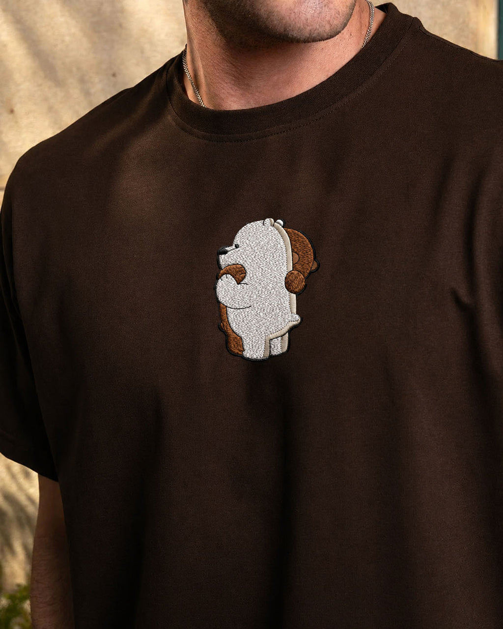 Bear Hug Embroidered Oversized T Shirt - Pre Order