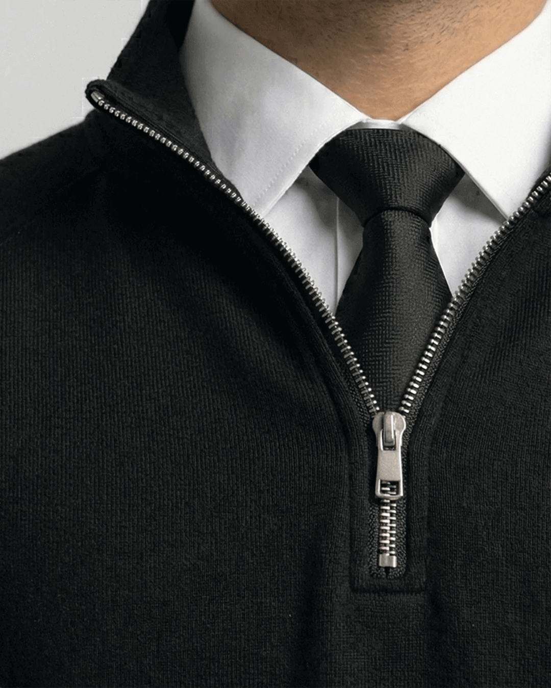 Premium Quarter-Zip Black Sweatshirt