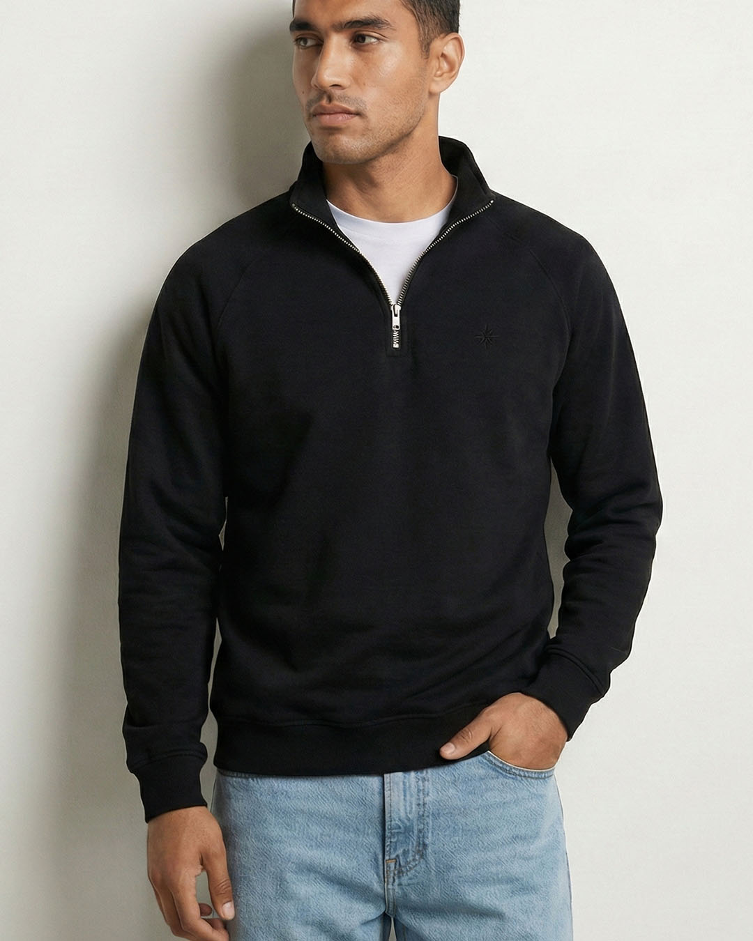 Premium Quarter-Zip Black Sweatshirt