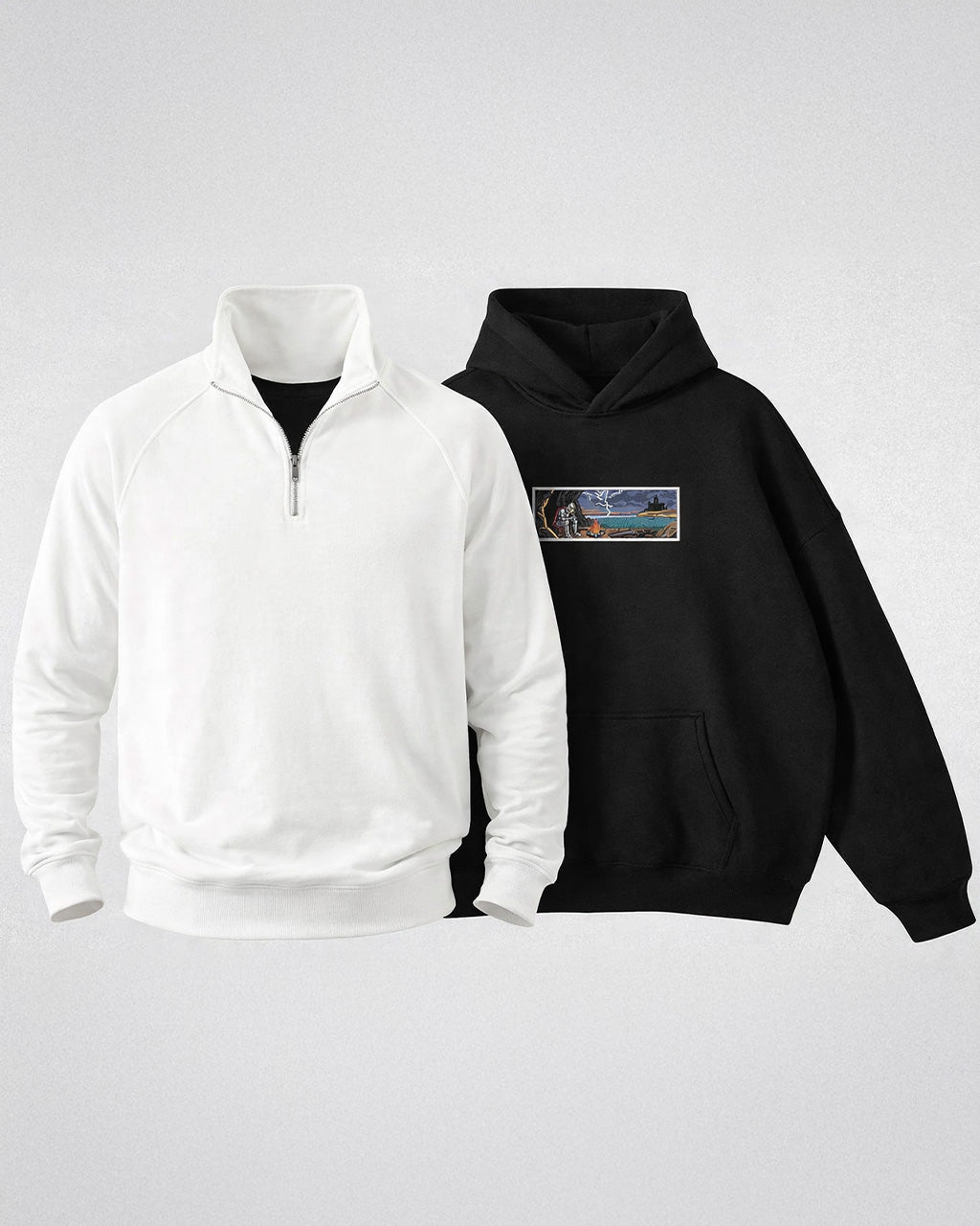 Dark Fantasy Hoodie + White Q-Zip Bundle