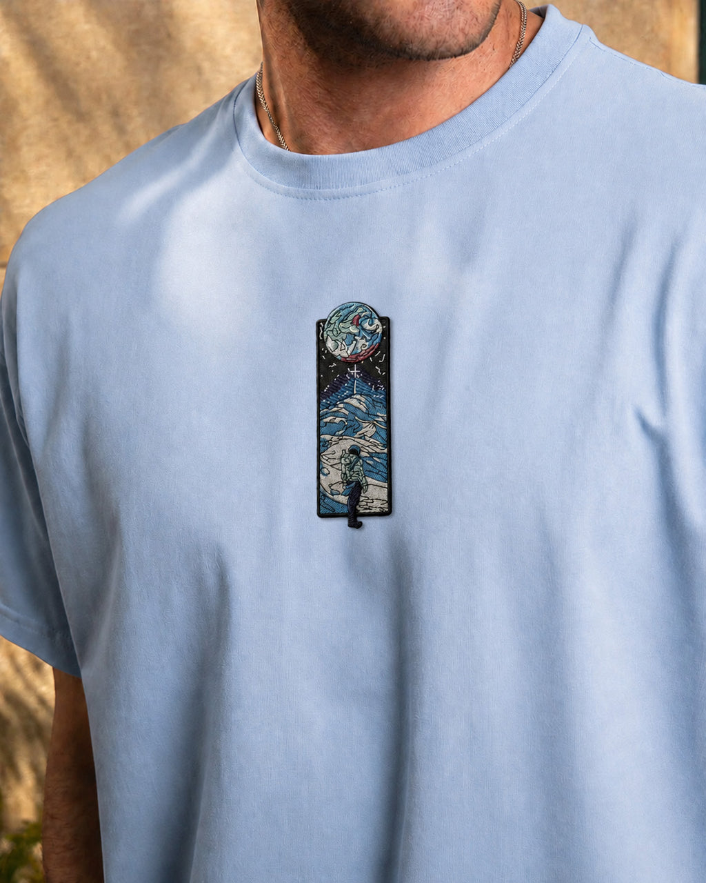 Fly To The Moon Embroidered Oversized T Shirt - Pre Order