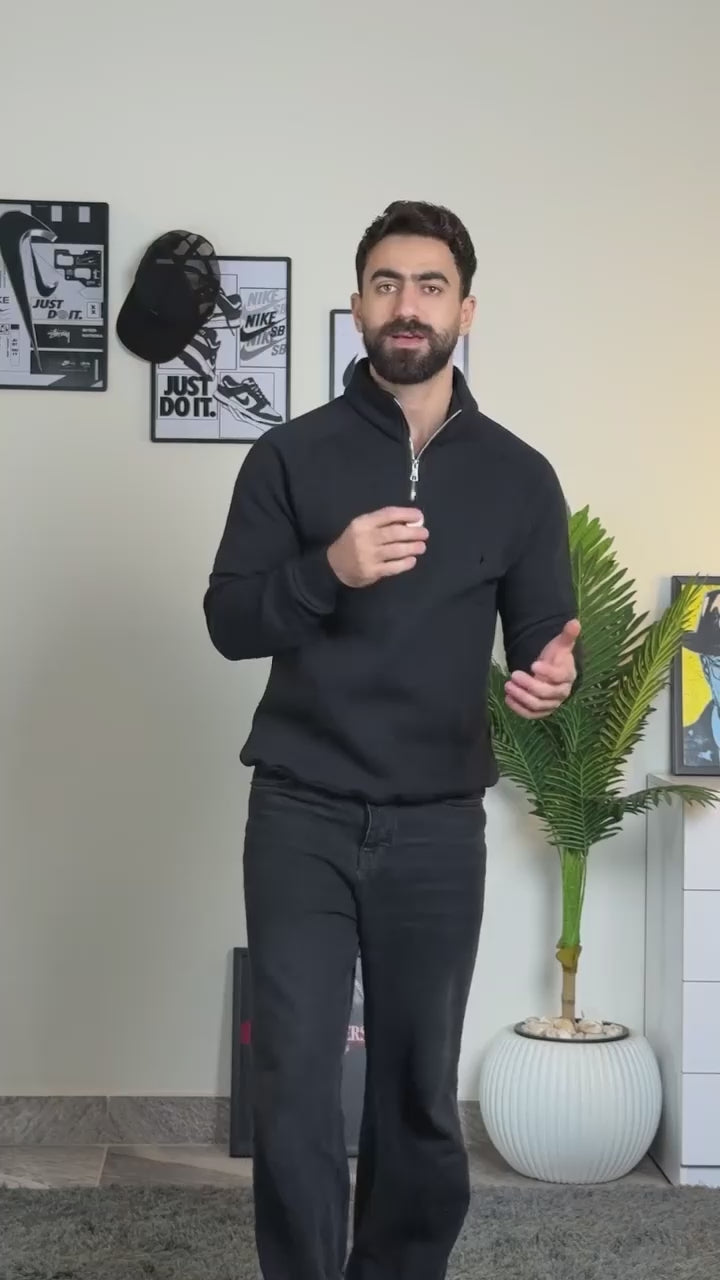 Premium Quarter-Zip Black Sweatshirt