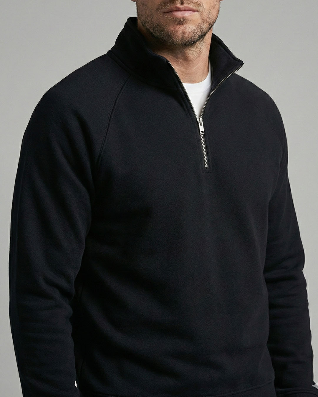 Premium Quarter-Zip Black Sweatshirt