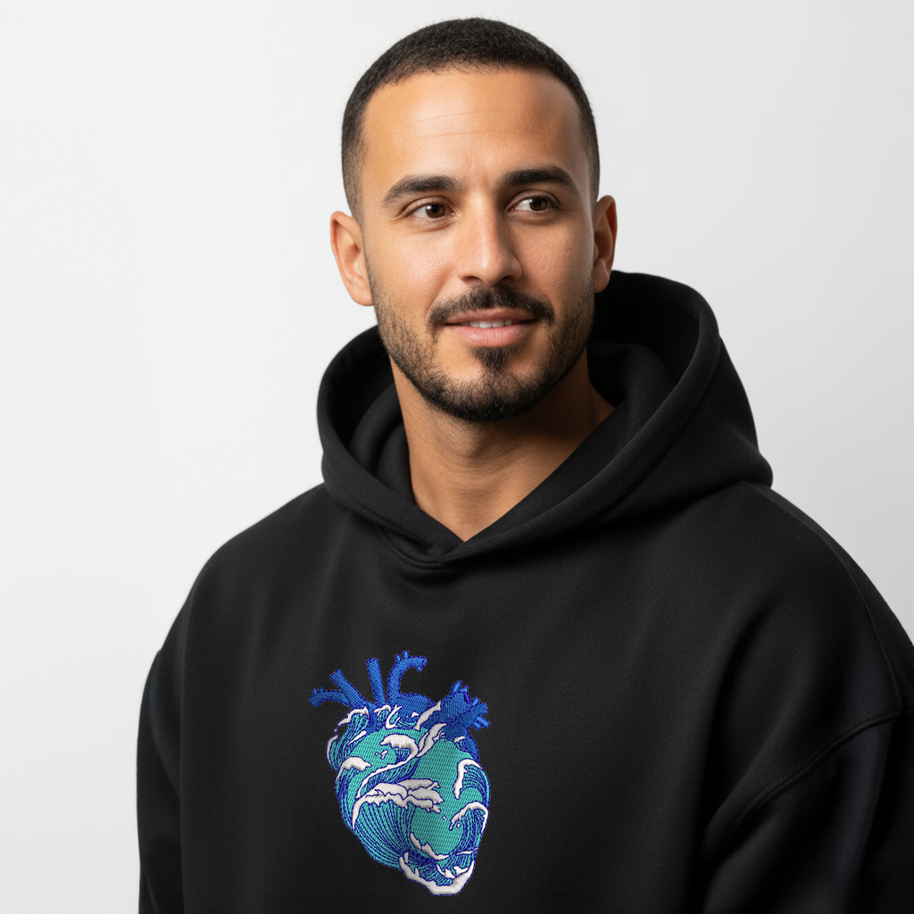 Ocean Heart Black Hoodie