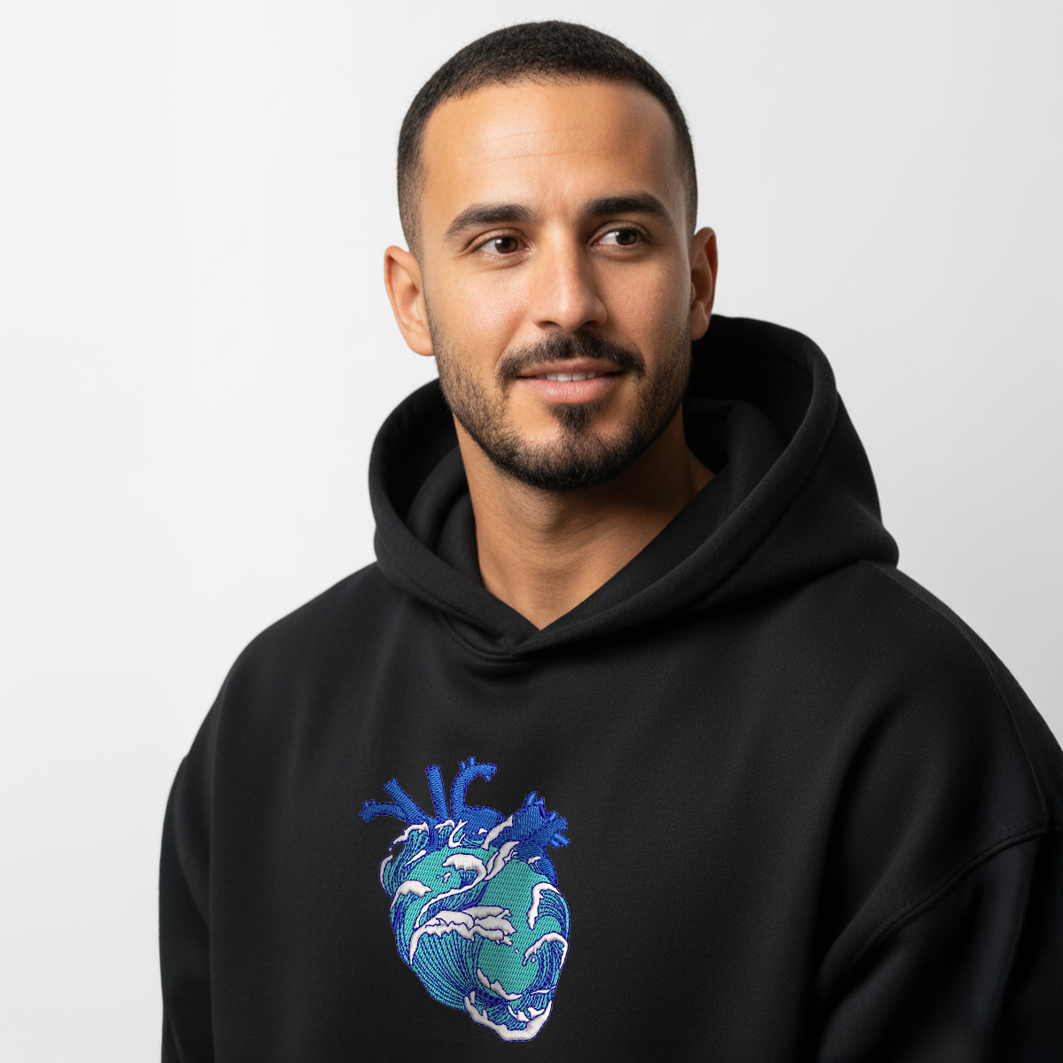 Ocean Heart Black Hoodie