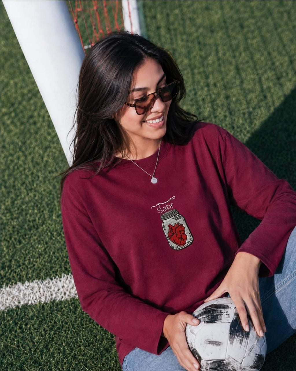 Sabr  (صبر) Embroidered Oversized Long Sleeve T Shirt - Women's fit