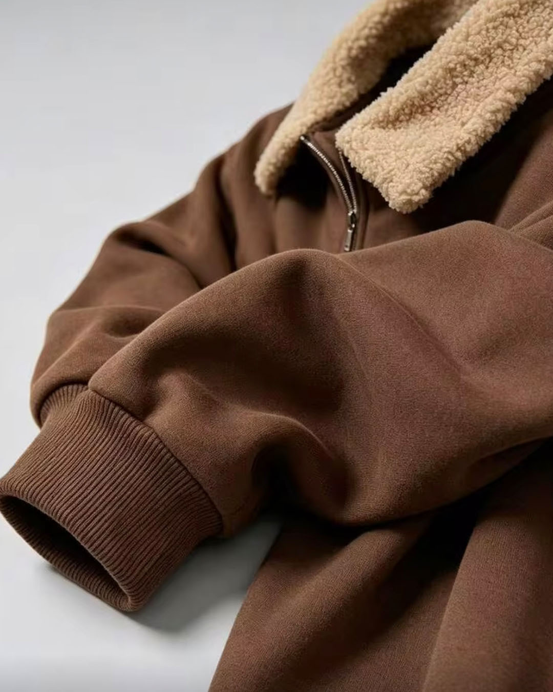 Suede Sherpa Collar Quarter-Zip