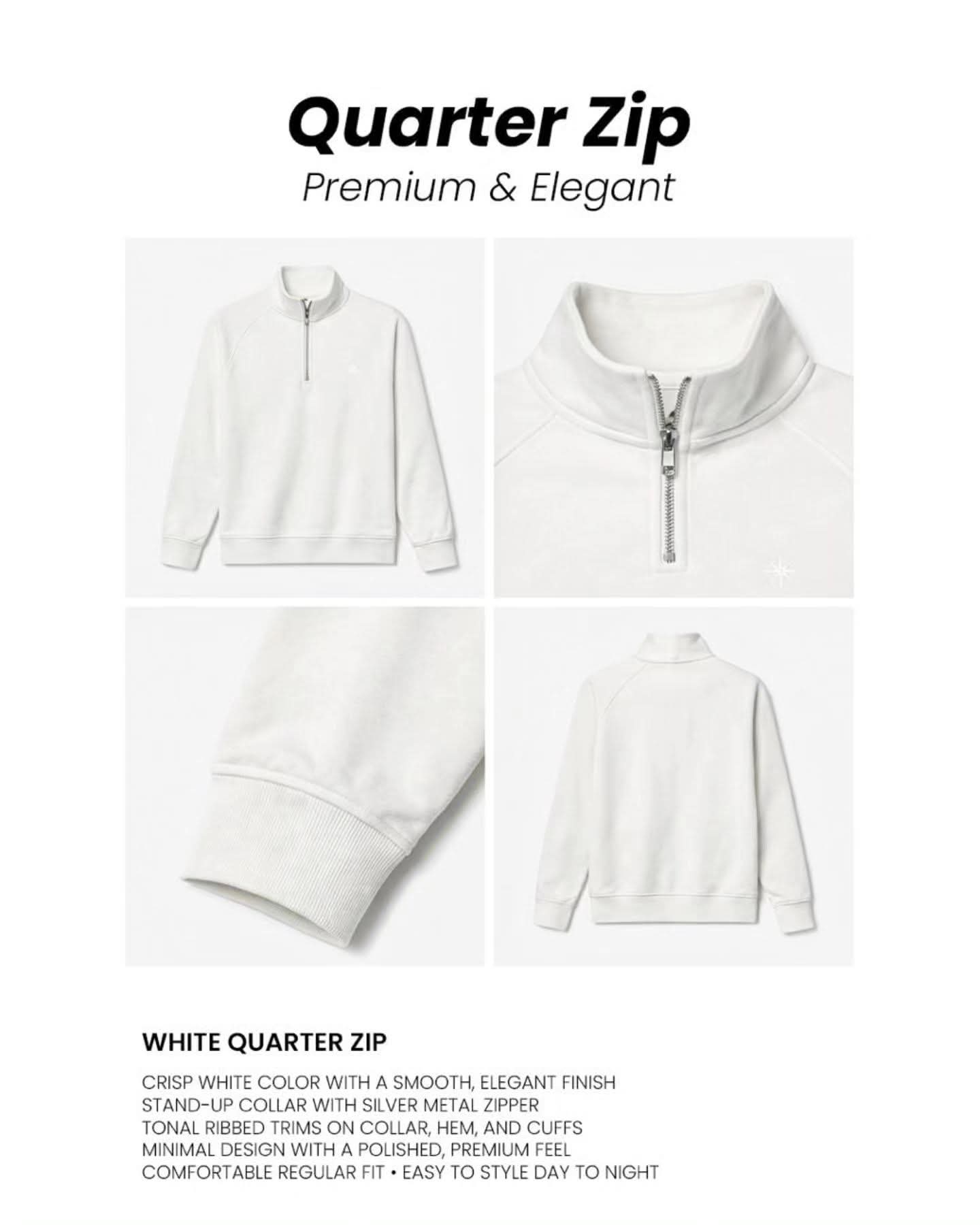 Quarter-Zip White