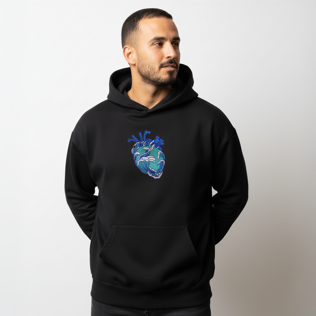 Ocean Heart Black Hoodie