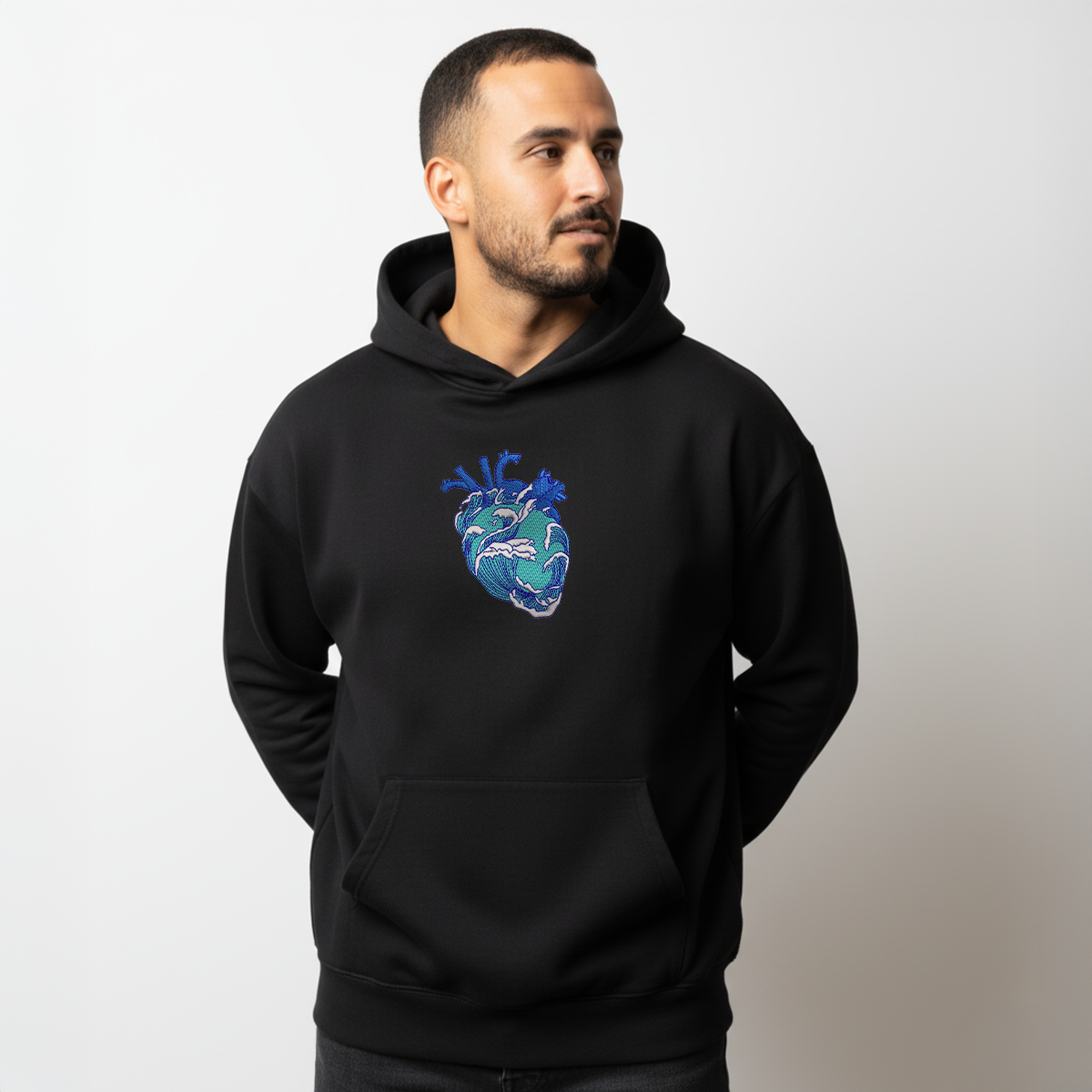 Ocean Heart Black Hoodie