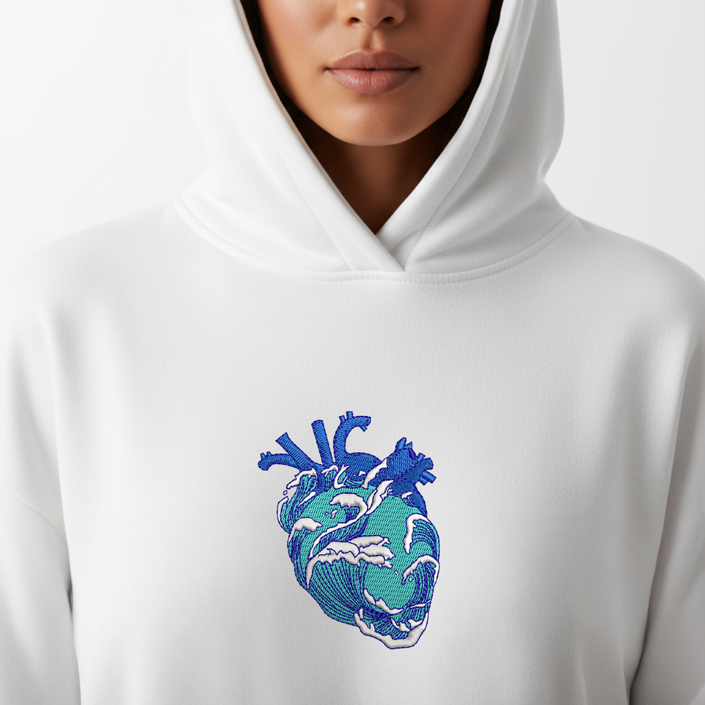 Ocean Heart White Hoodie