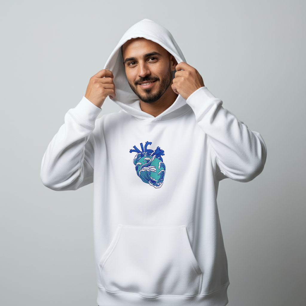 Ocean Heart White Hoodie