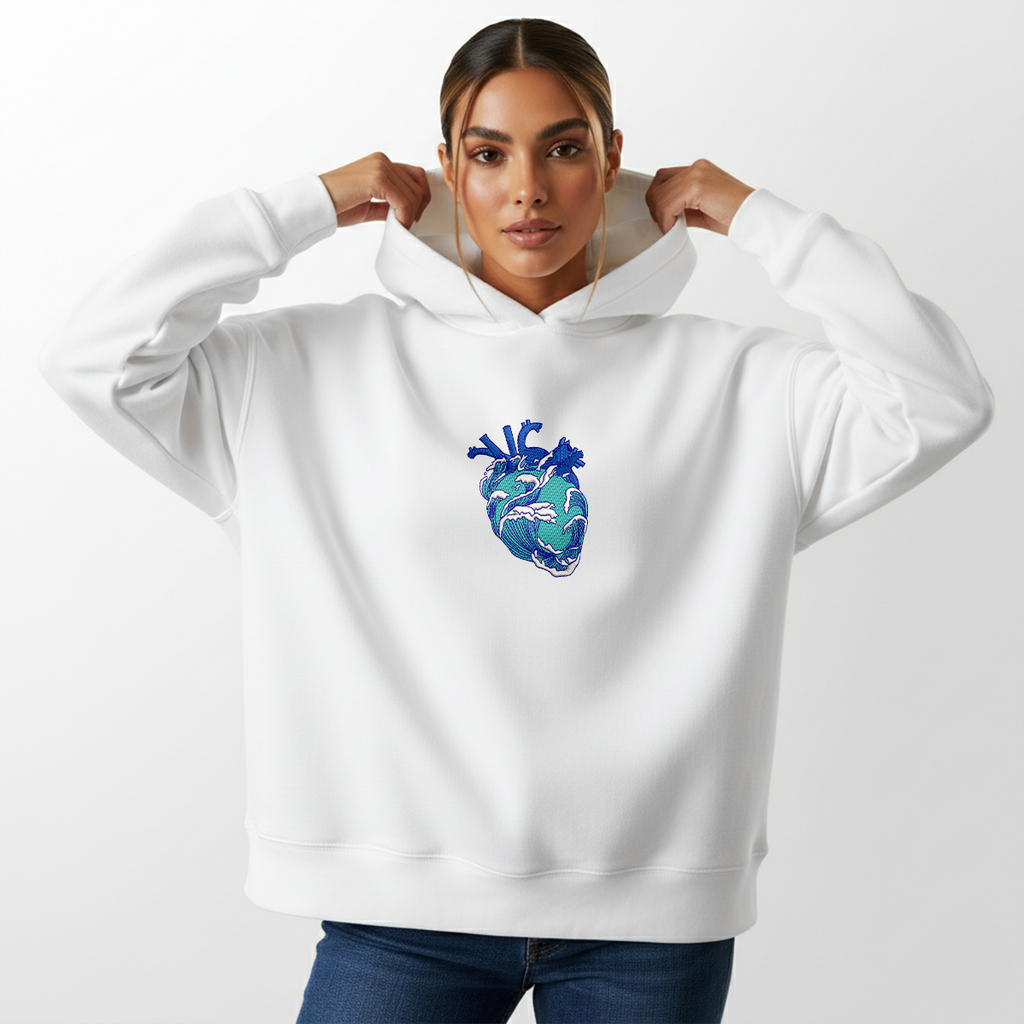 Ocean Heart White Hoodie