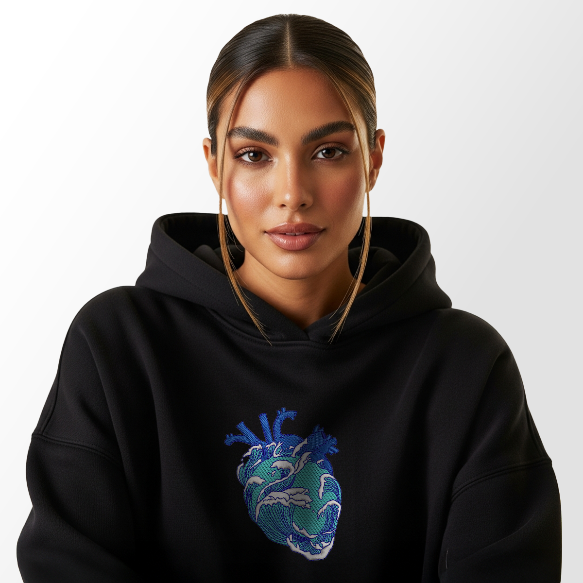 Ocean Heart Black Hoodie