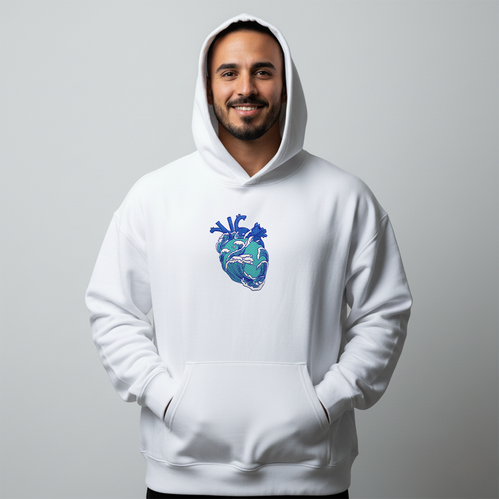 Ocean Heart White Hoodie