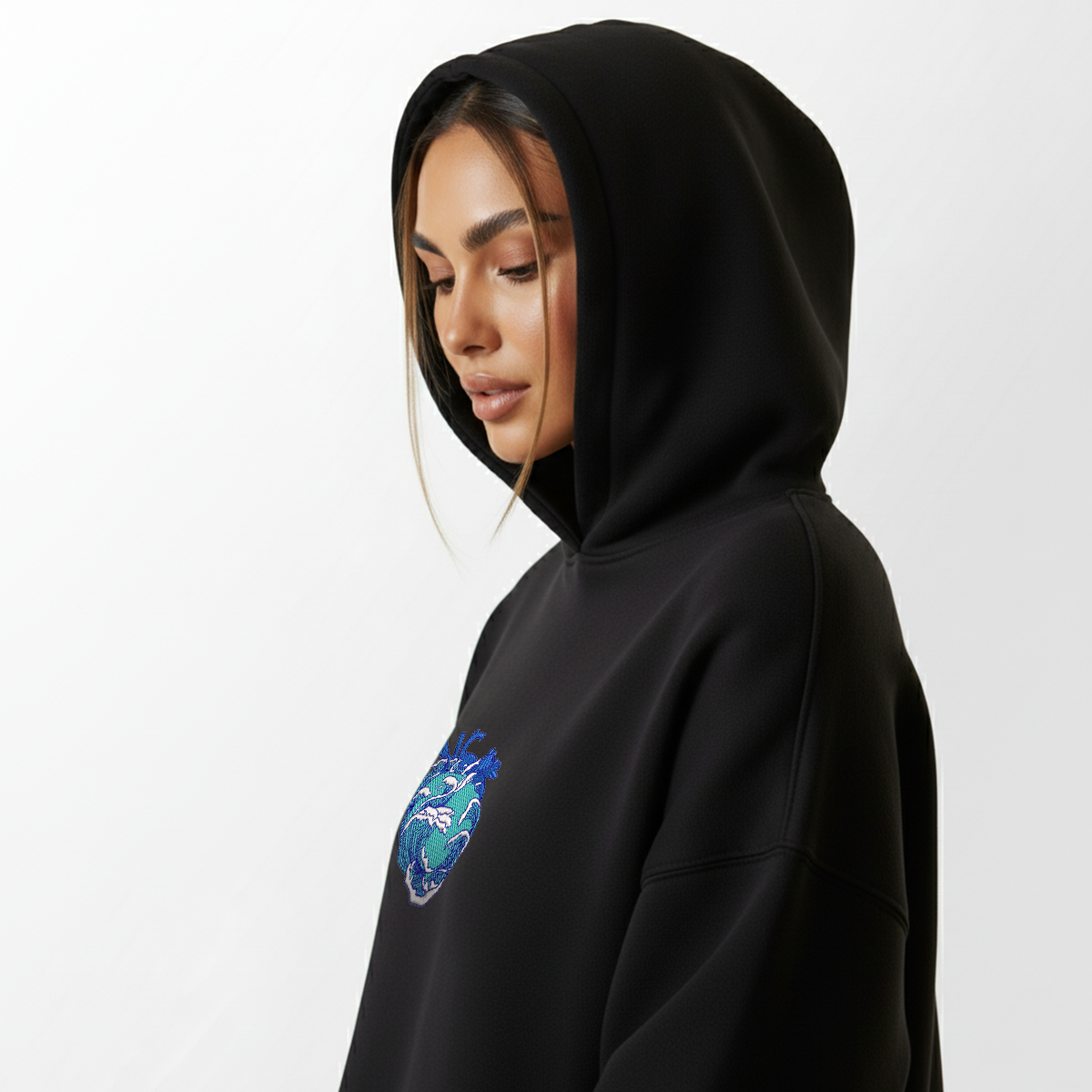 Ocean Heart Black Hoodie