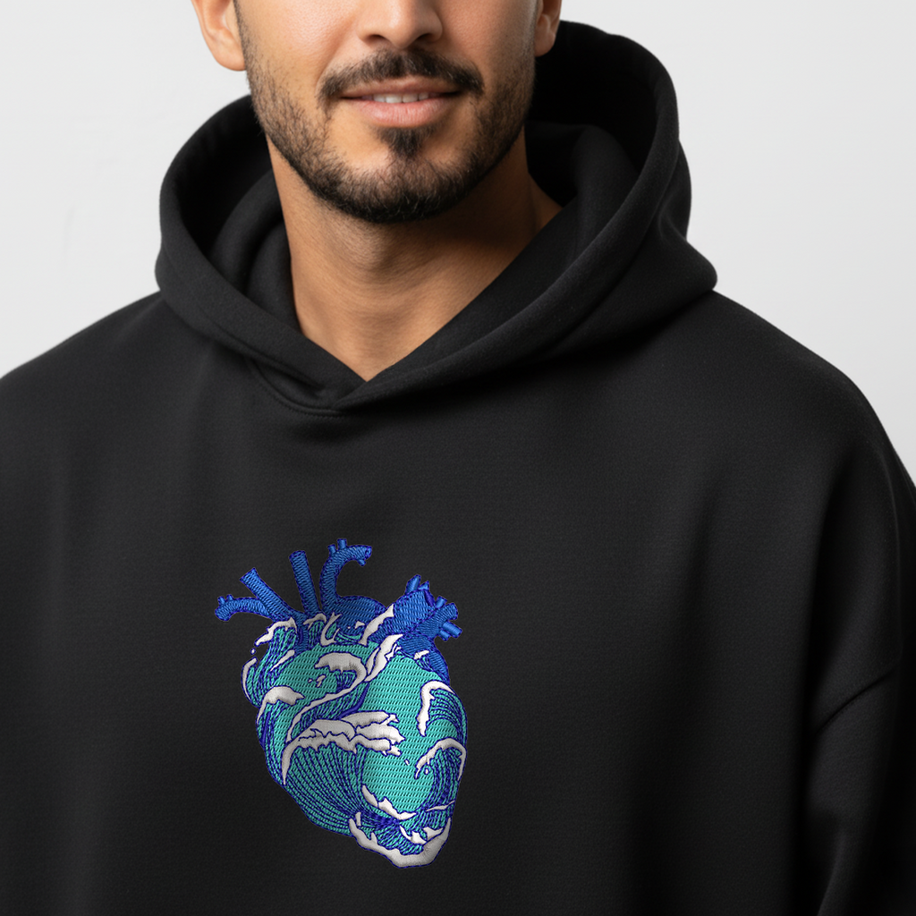 Ocean Heart Black Hoodie