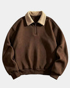 Suede Sherpa Collar Quarter-Zip