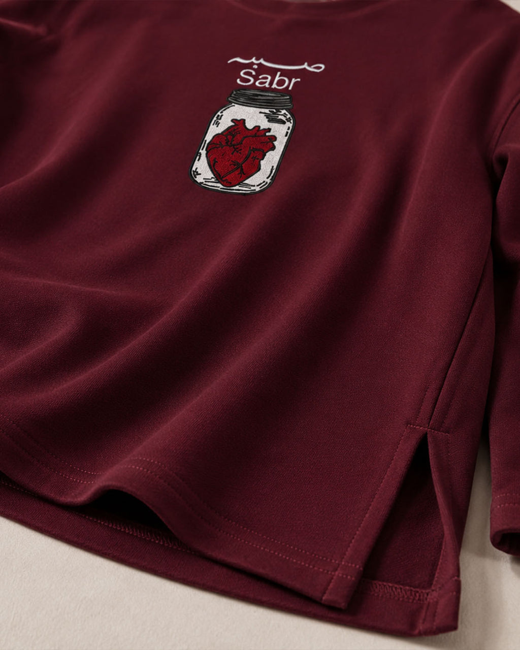 Sabr  (صبر) Embroidered Oversized Long Sleeve T Shirt - Women's fit