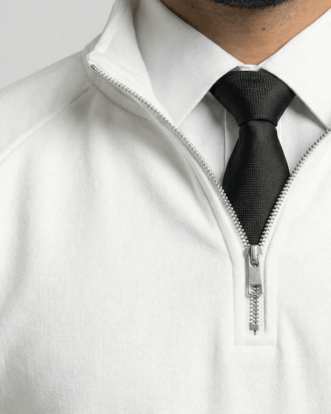 Premuim Quarter-Zip White Sweatshirt